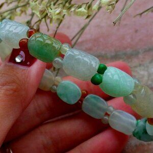Certified 3 Color Natural A JADE Jadeite Beads Bangle Turtle Bracelet 手链 588539